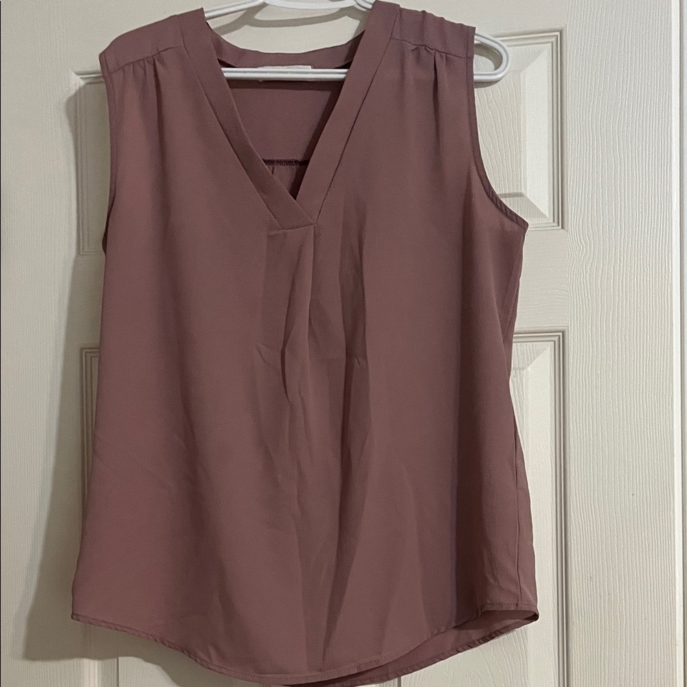 Jon & Anna Sleeveless V-Neck Blouse - Dusty Rose